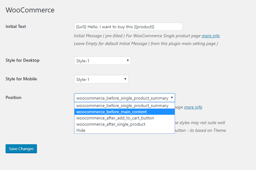 woocommerce options